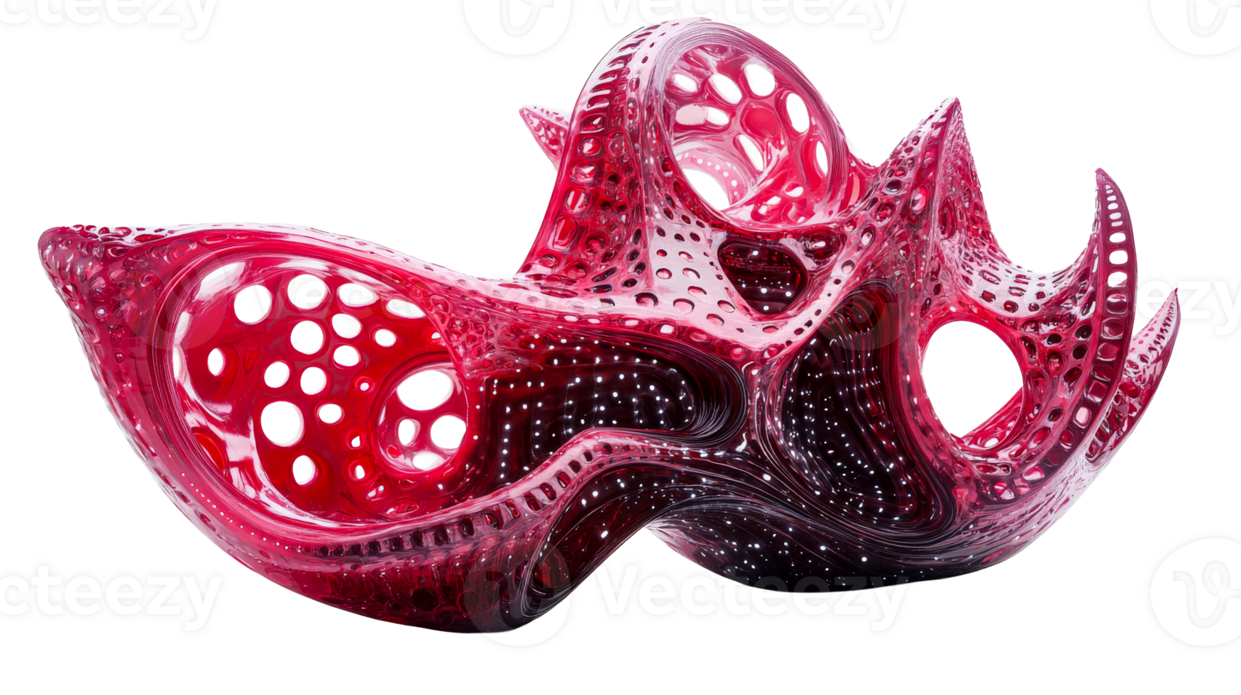 Organic Red Shape with Holes, cut out transparent png