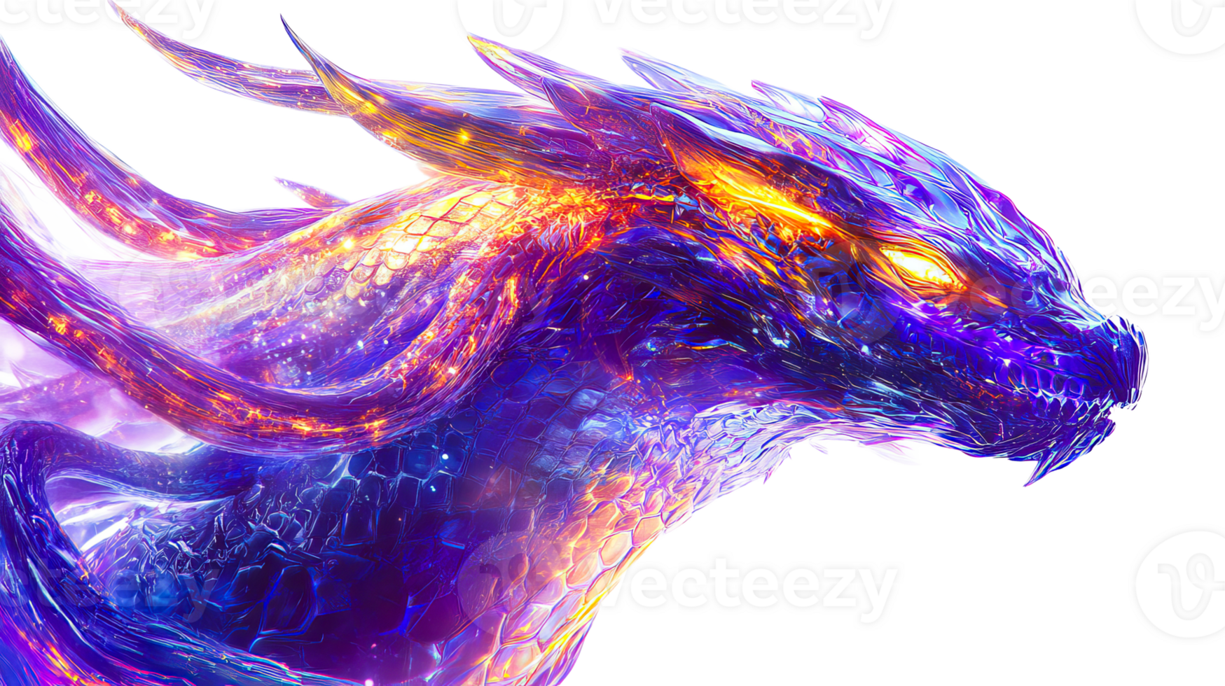 Fantastic blue dragon, cut out transparent png