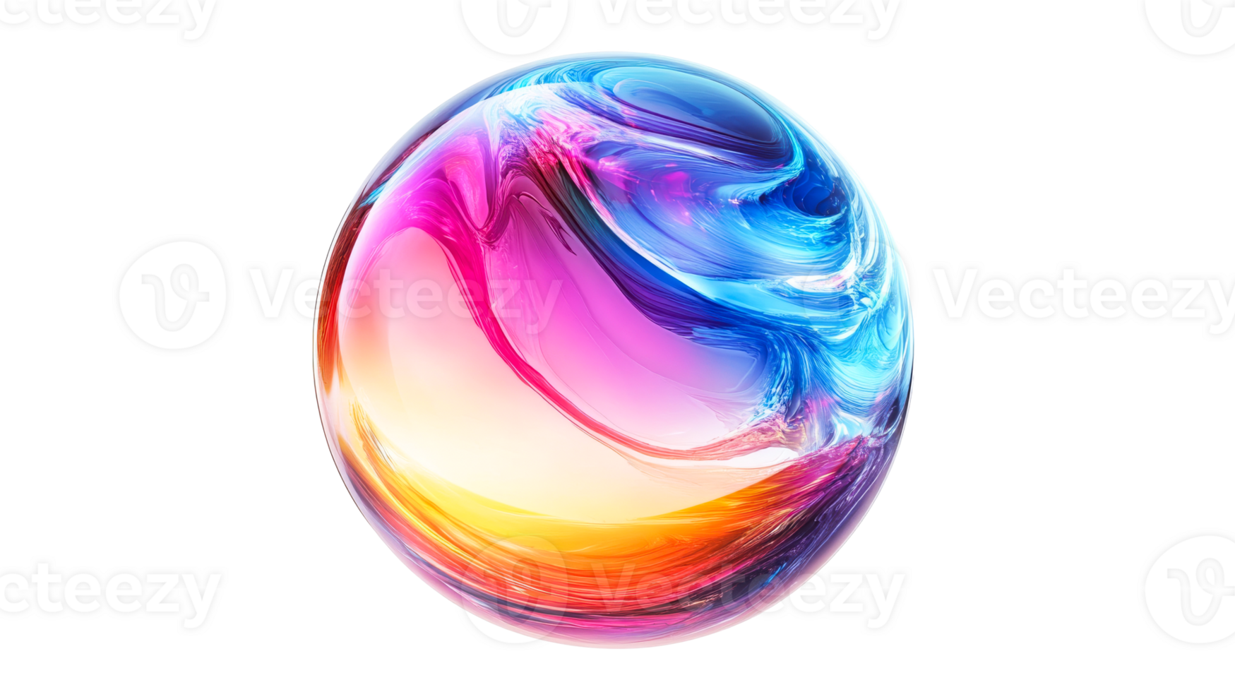 Colorful sphere on black backdrop, cut out transparent png
