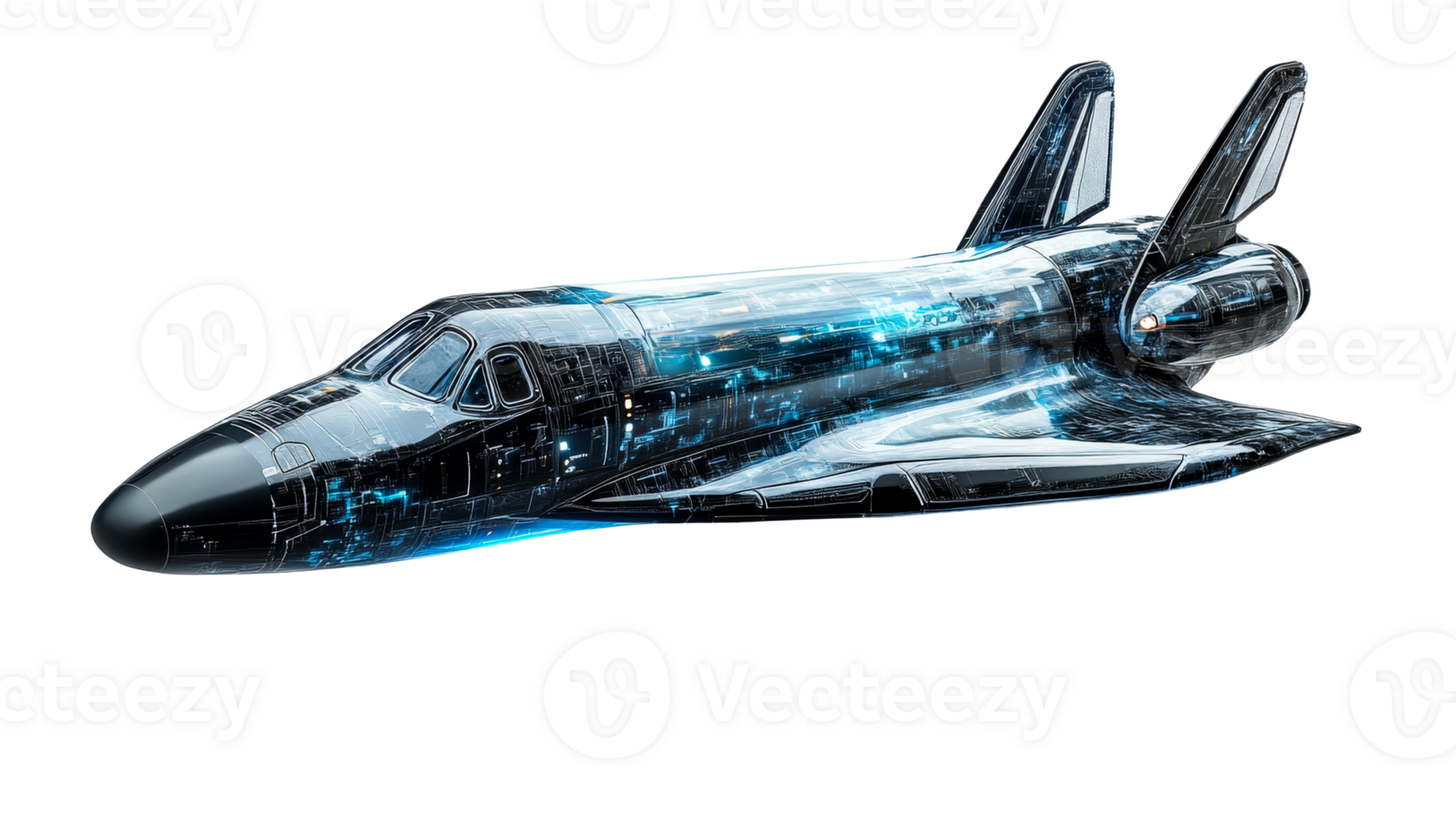 Sci-fi Shuttle on Black, cut out transparent png