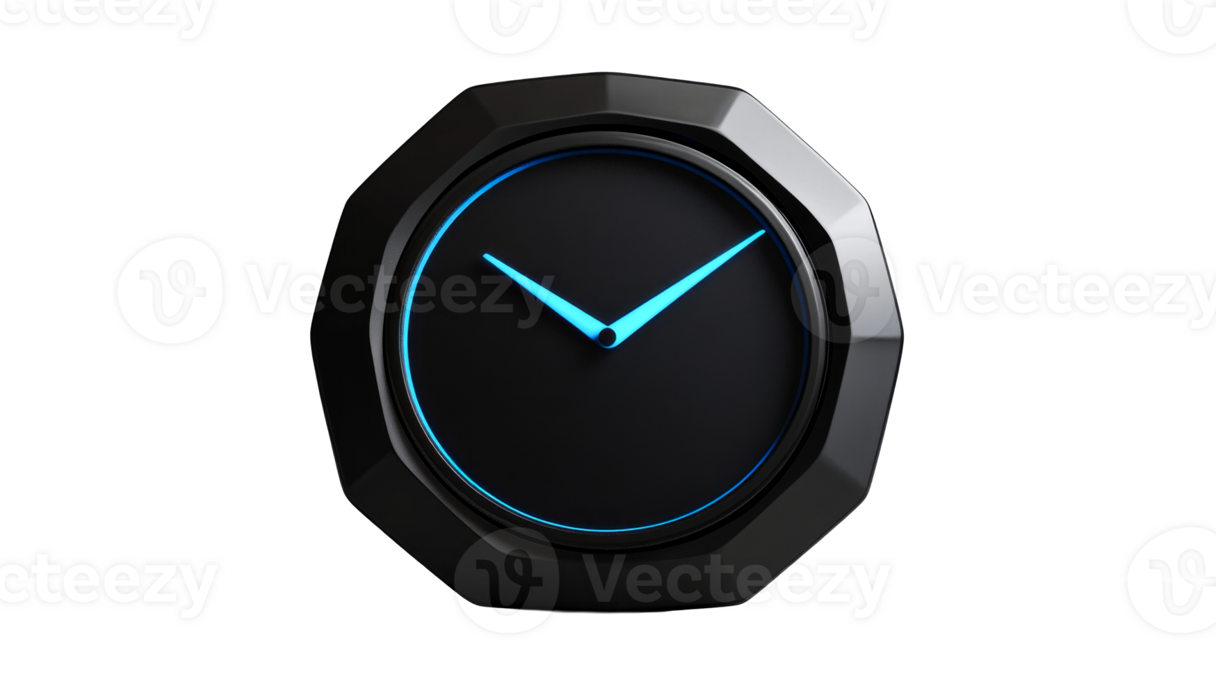 Modern futuristic clock design, cut out transparent png