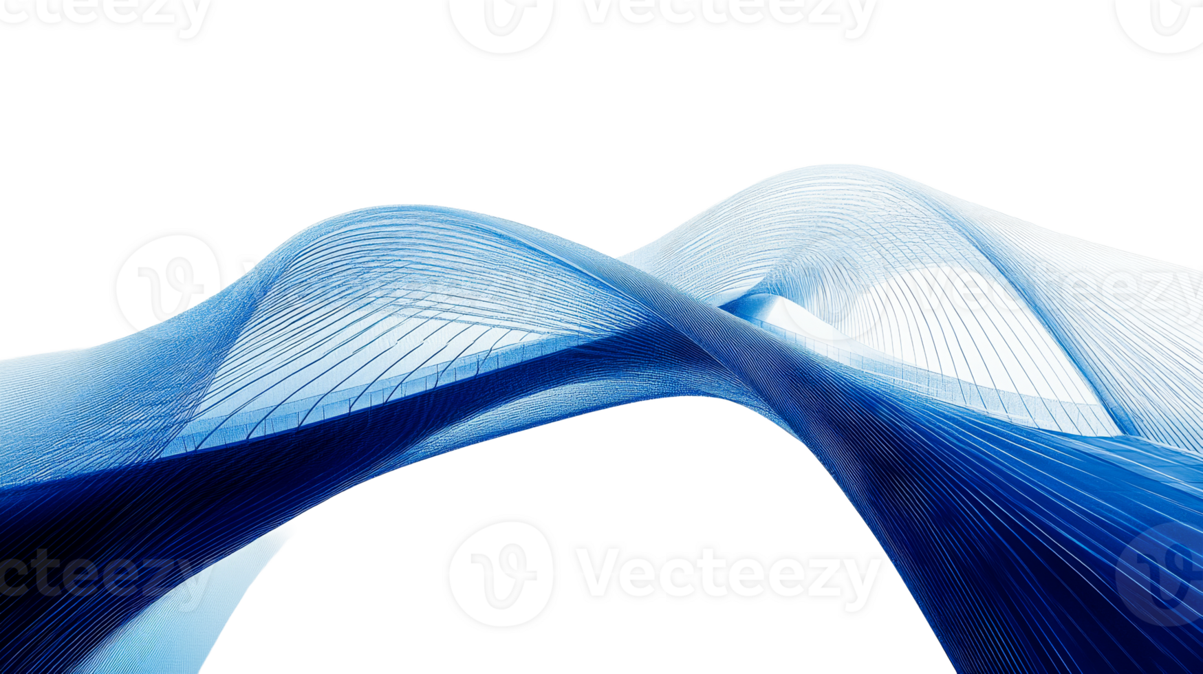 Fluid blue abstract design isolated, cut out transparent png