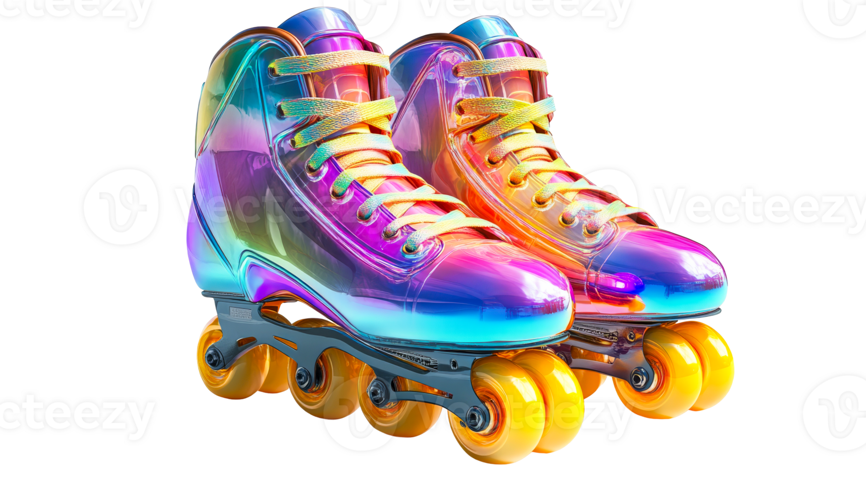 Pair of colorful roller skates, cut out transparent png