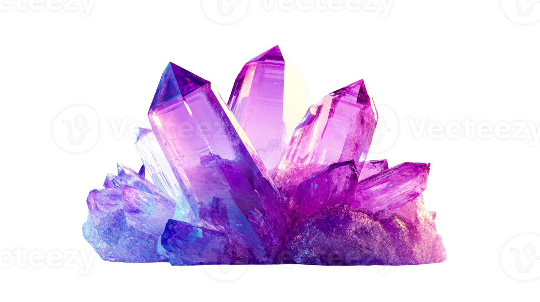 Amethyst mineral specimen isolated, cut out transparent png