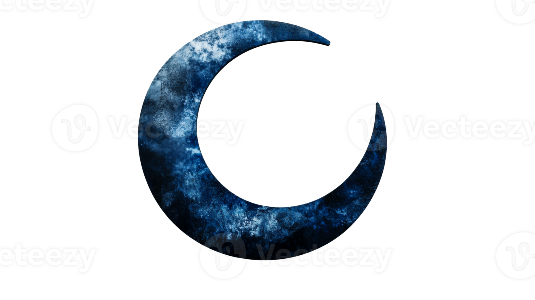 Crescent moon blue nebula texture, cut out transparent png