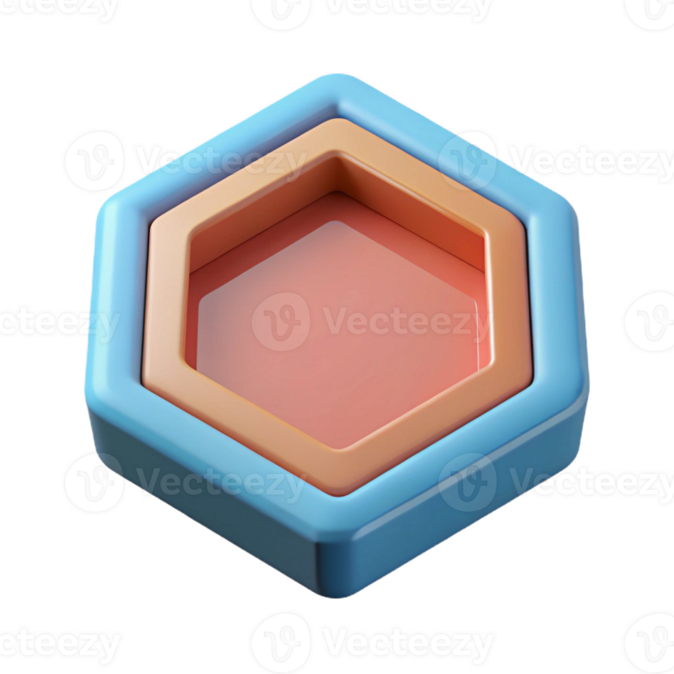 romantic captivating Hexagonal character with a single-weight stroke outline. Geometric, flat color, with Scalable Design. original png