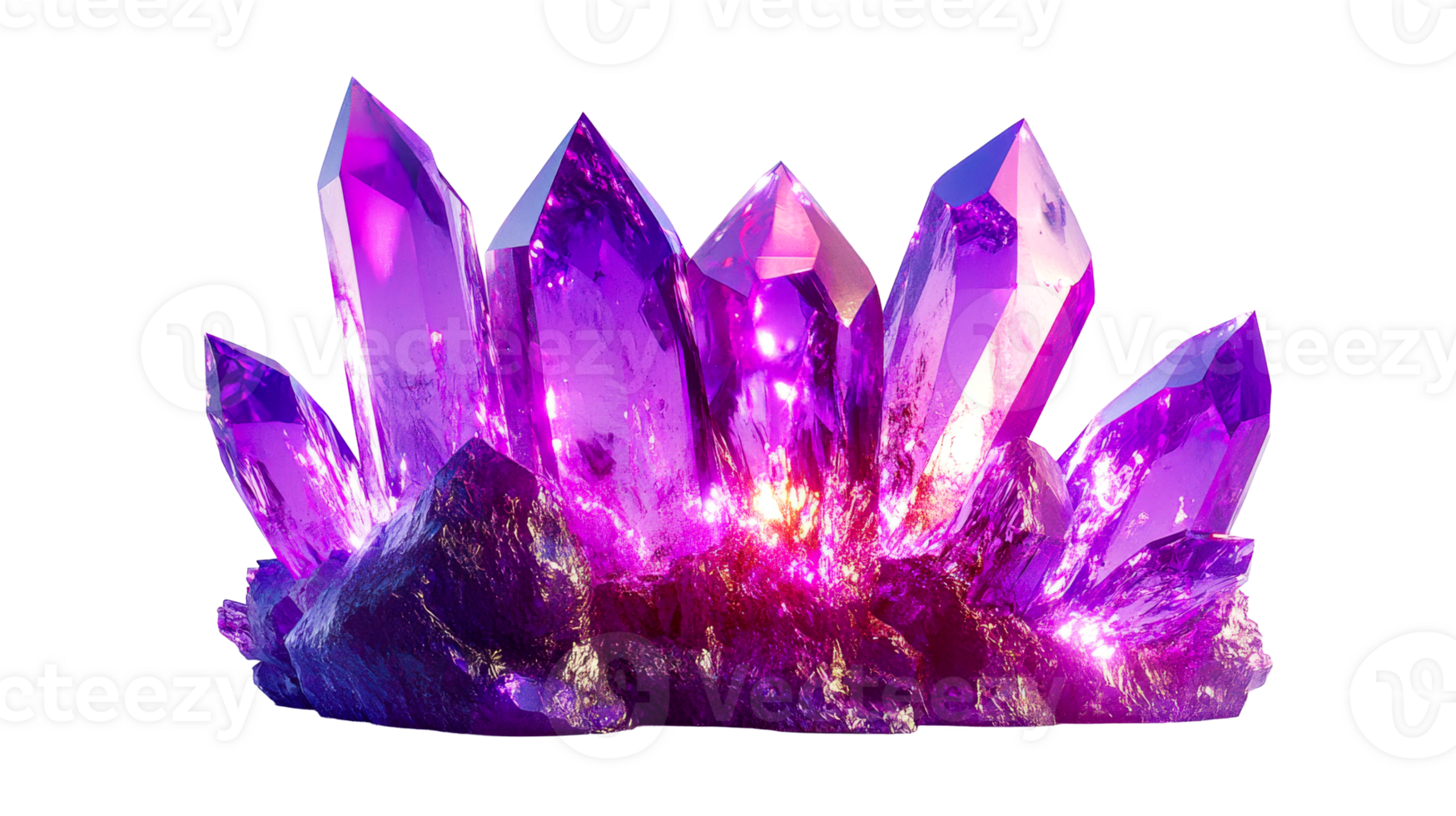 Violet crystals mineral formation, cut out transparent png