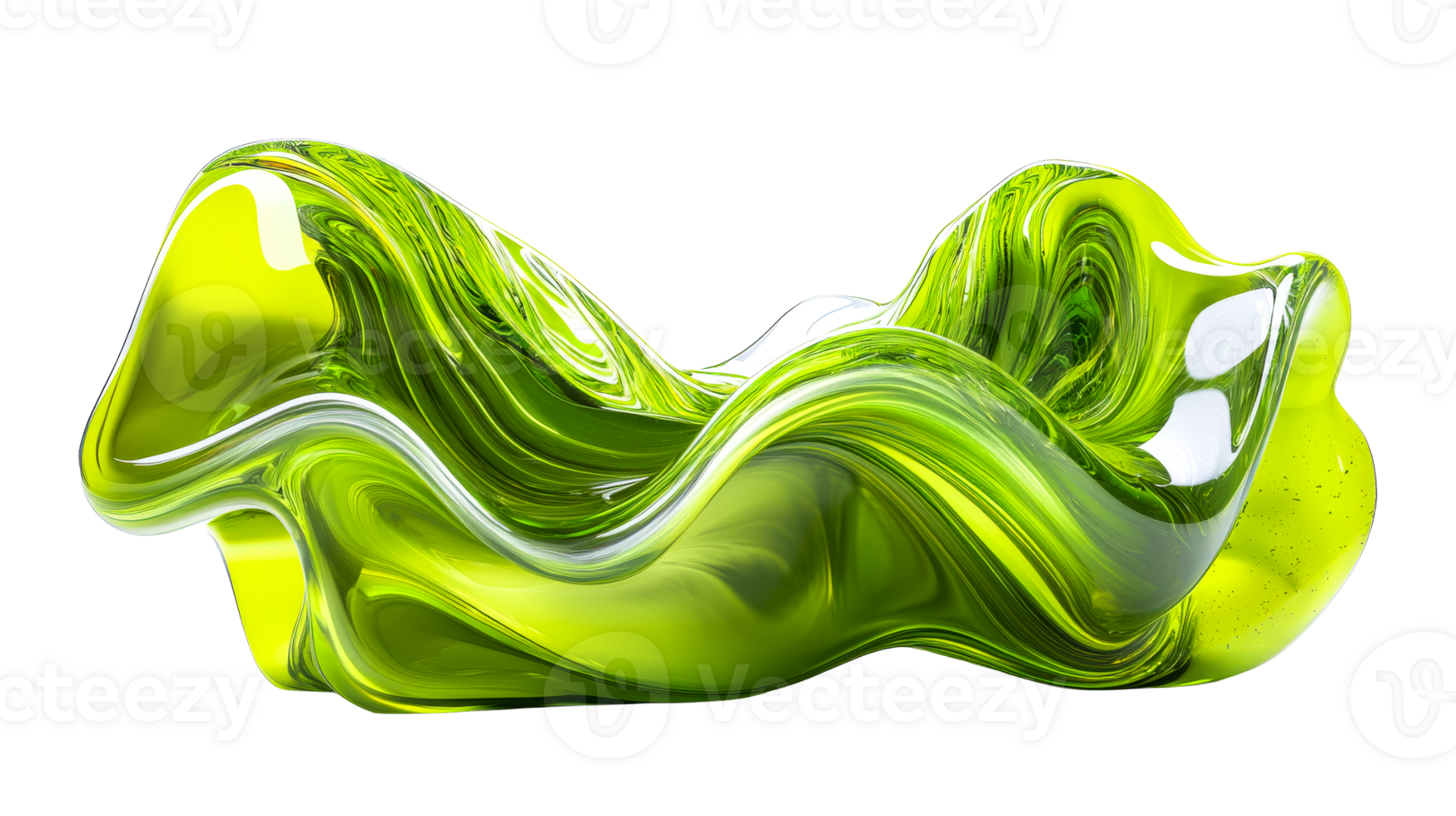 Abstract transparent green curve, cut out transparent png