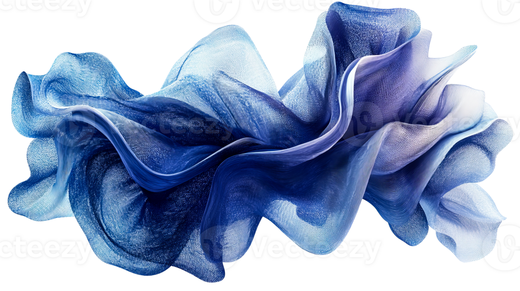 Flowing blue fabric texture, cut out transparent png