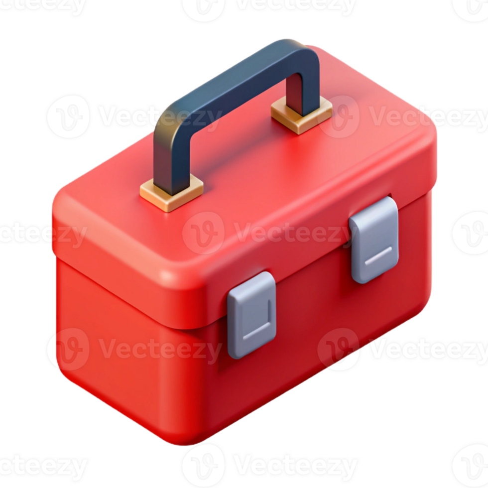 melancholic pristine Minimal isometric toolbox, single-weight stroke, red with Scalable Design. crisp png