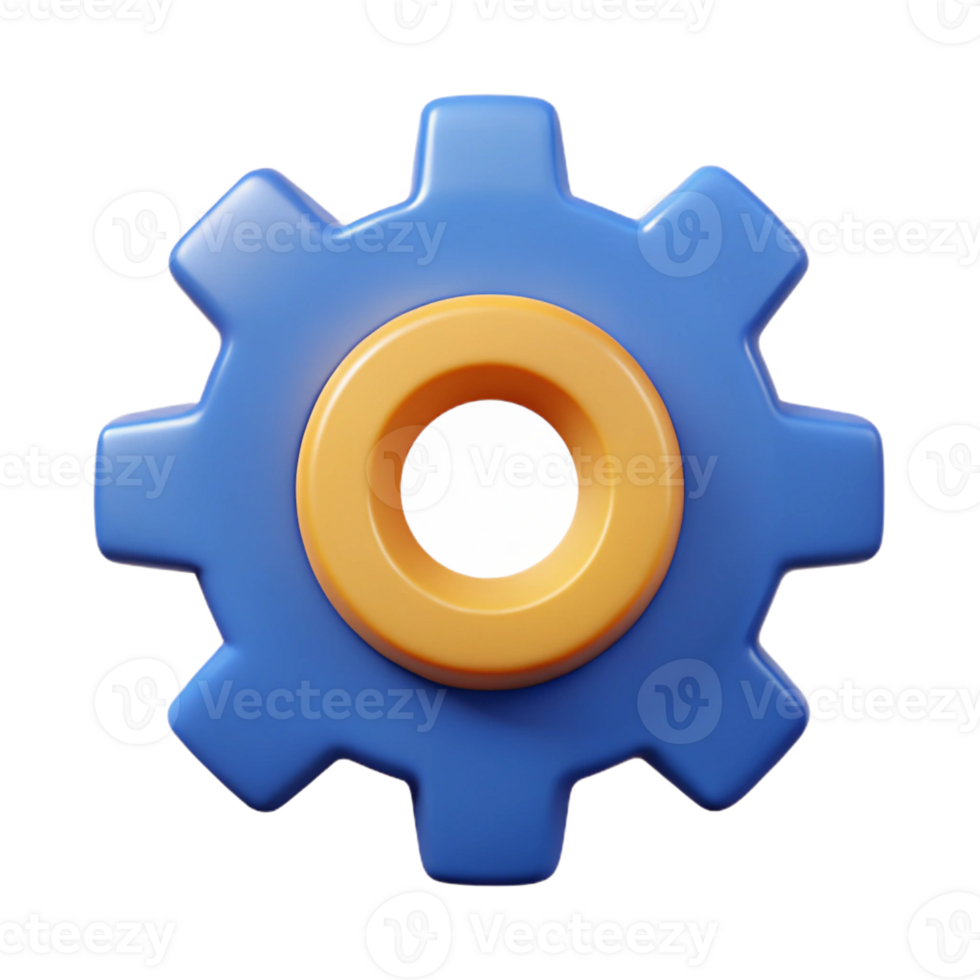 signature nordic Gear badge with six cogs. Symmetrical, single-weight stroke, flat color with Scalable Design. fine detail png