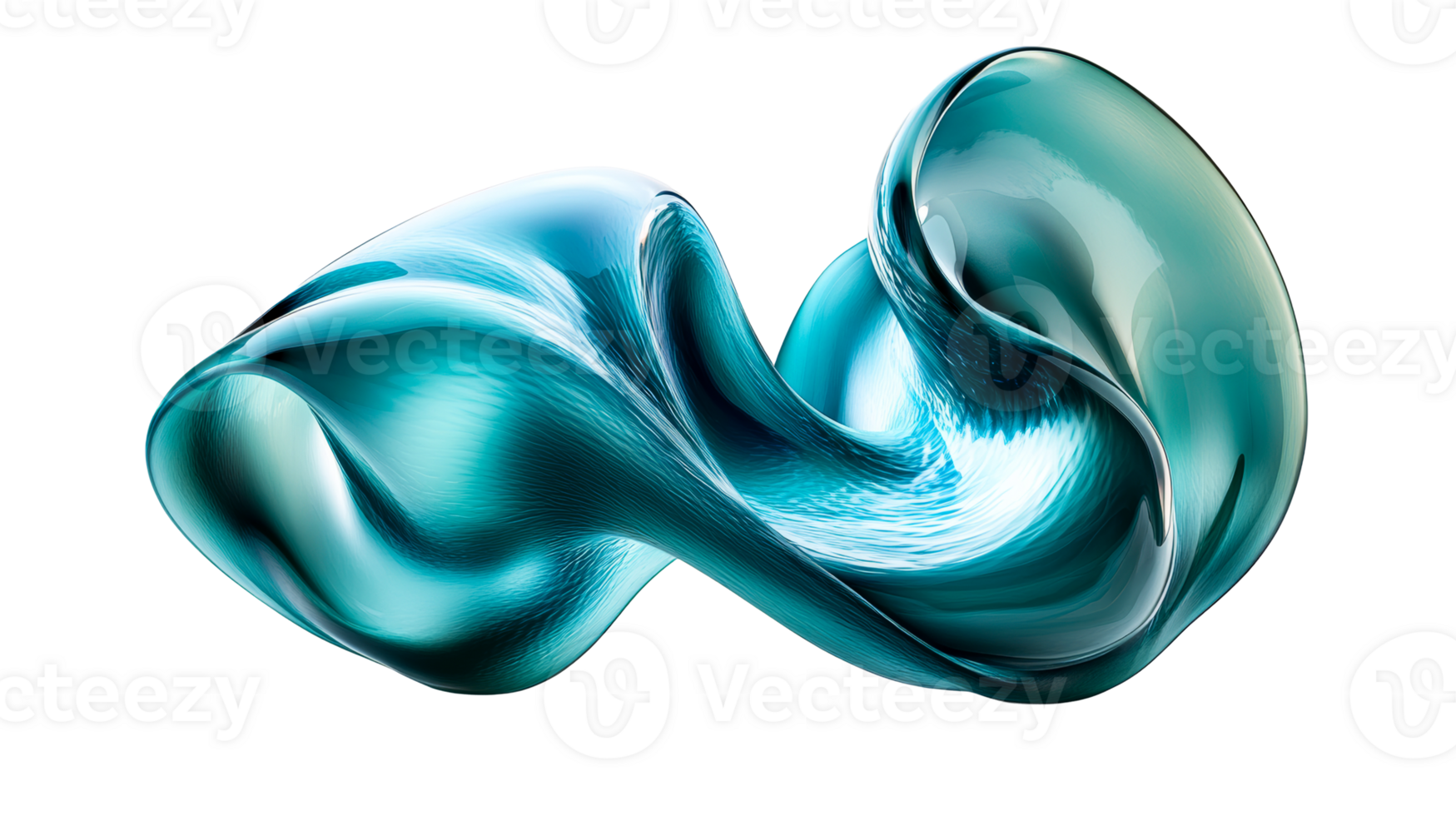 Aqua swirl shape on black, cut out transparent png