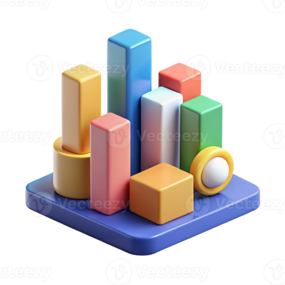striking peaceful minimalist Stacked bar graph, geometric shapes, flat color. Clean lines, with Scalable Design. museum quality png