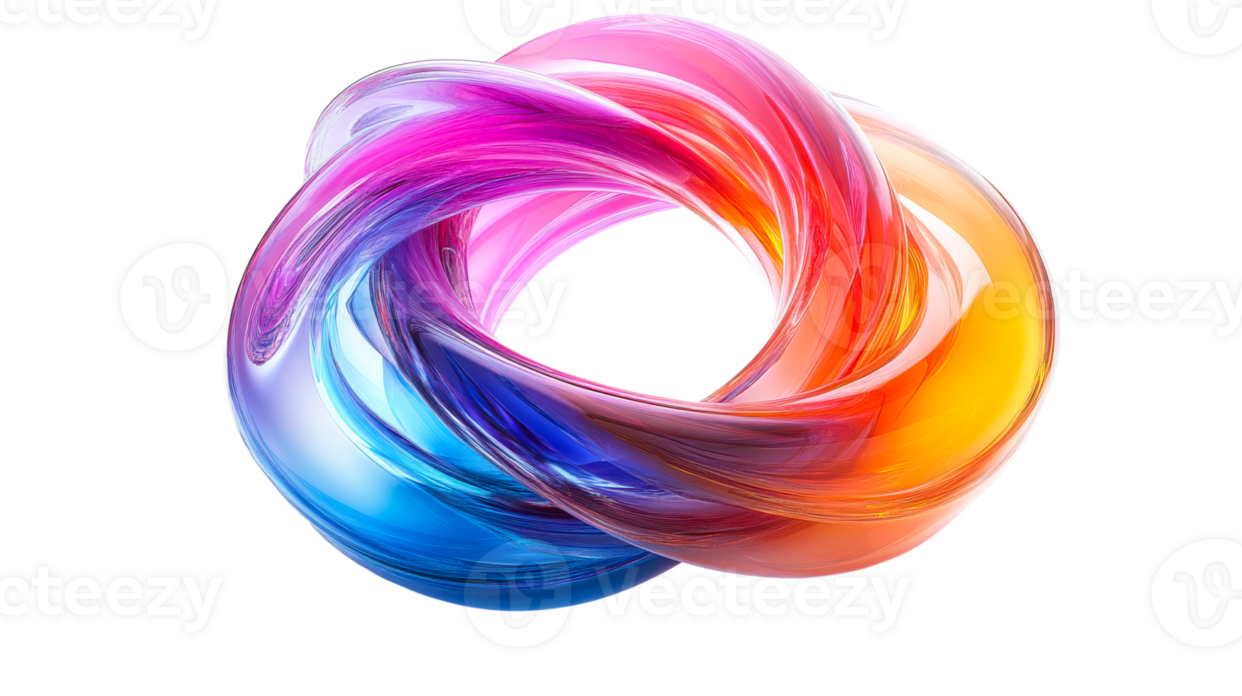Abstract flow with vibrant colors, cut out transparent png