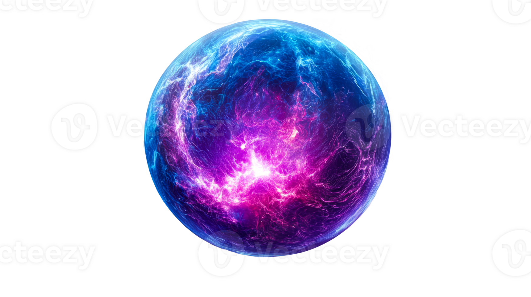 Plasma orb effect in blue and violet, cut out transparent png