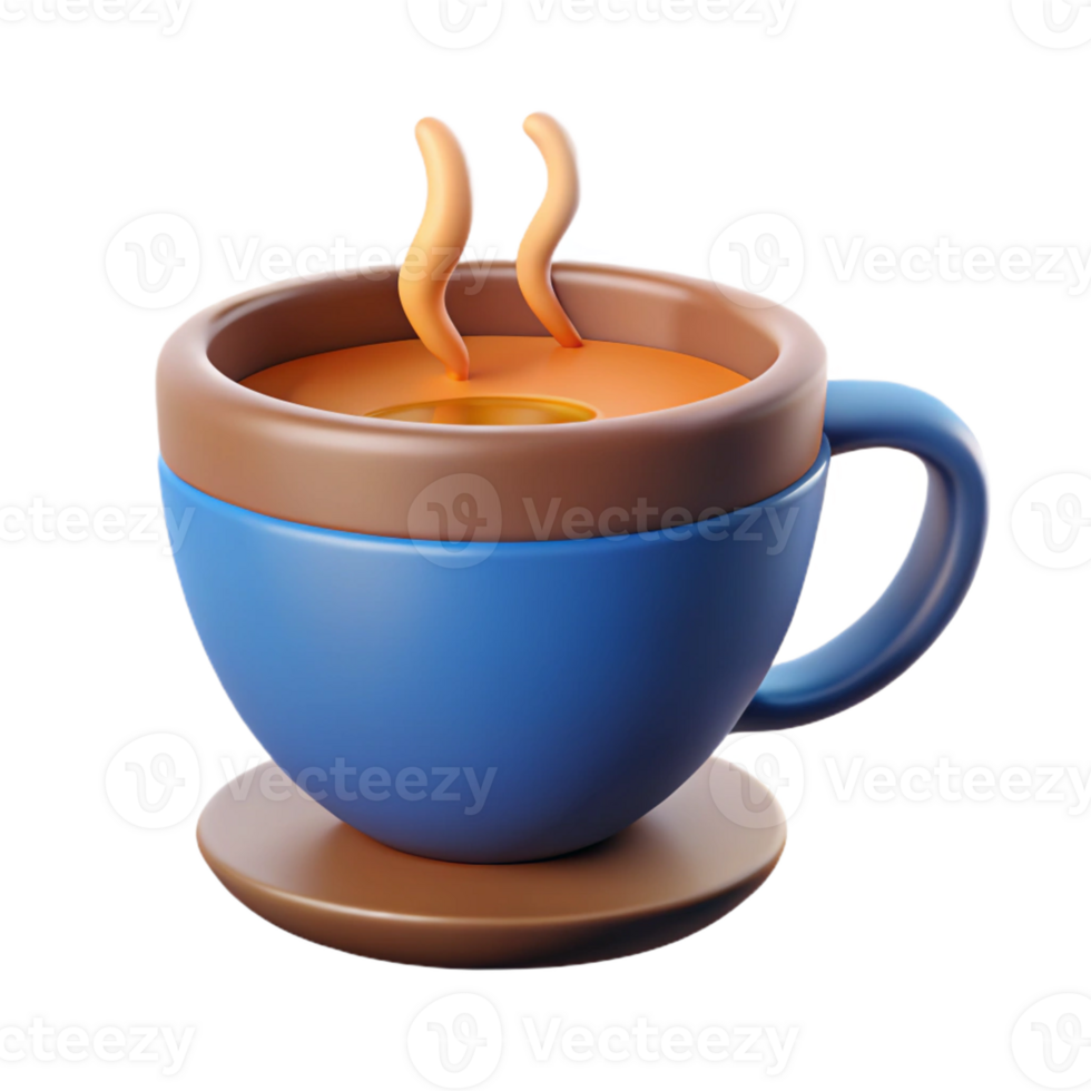 inspired abstract Flat color icon of a coffee cup with steam. Clean lines, crisp edges with Scalable Design. expertly shot png