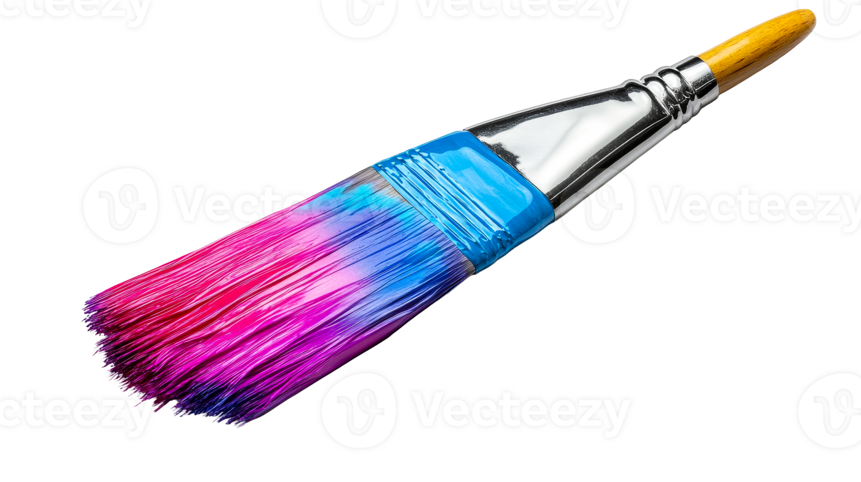 Paintbrush with colorful paint, cut out transparent png