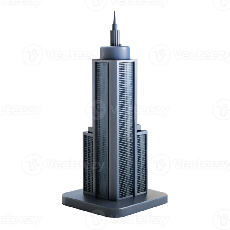 pristine unforgettable Minimal silhouette of a tall skyscraper. Single-weight stroke, clean lines with Scalable Design. png