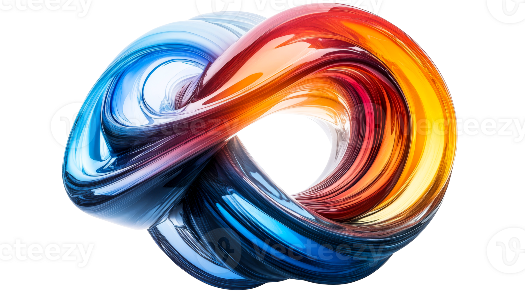 Abstract toroidal knot object, cut out transparent png