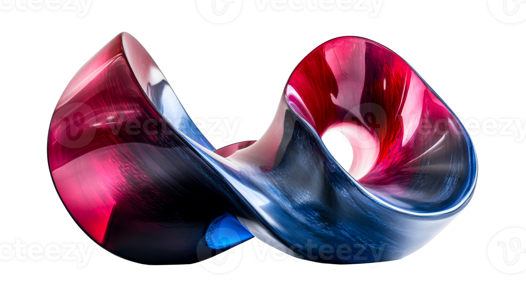 Mobius shape, glossy surface, curve form, cut out transparent png