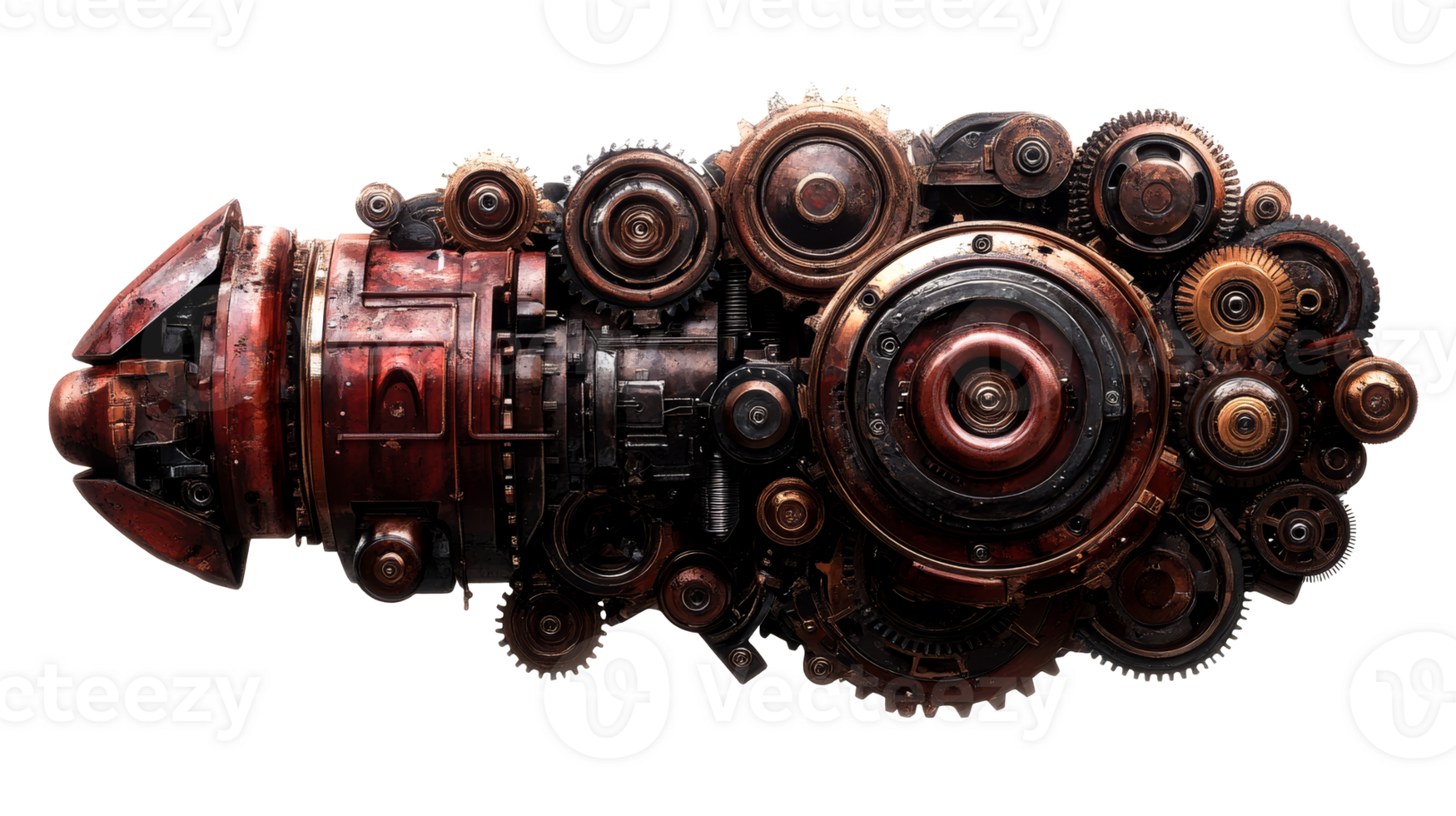 Steampunk Gearwork Mechanism, cut out transparent png