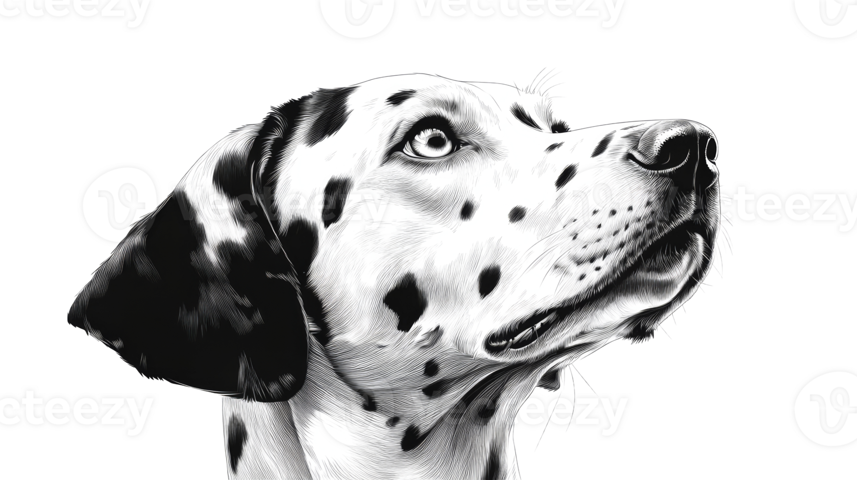 Dalmatian Head Study Looking Up, cut out transparent png