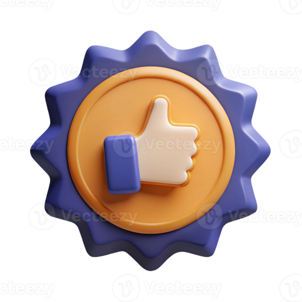 mesmerizing joyful surreal Thumbs up badge, minimal design. Flat color, clean lines, with Scalable Design. expertly shot png