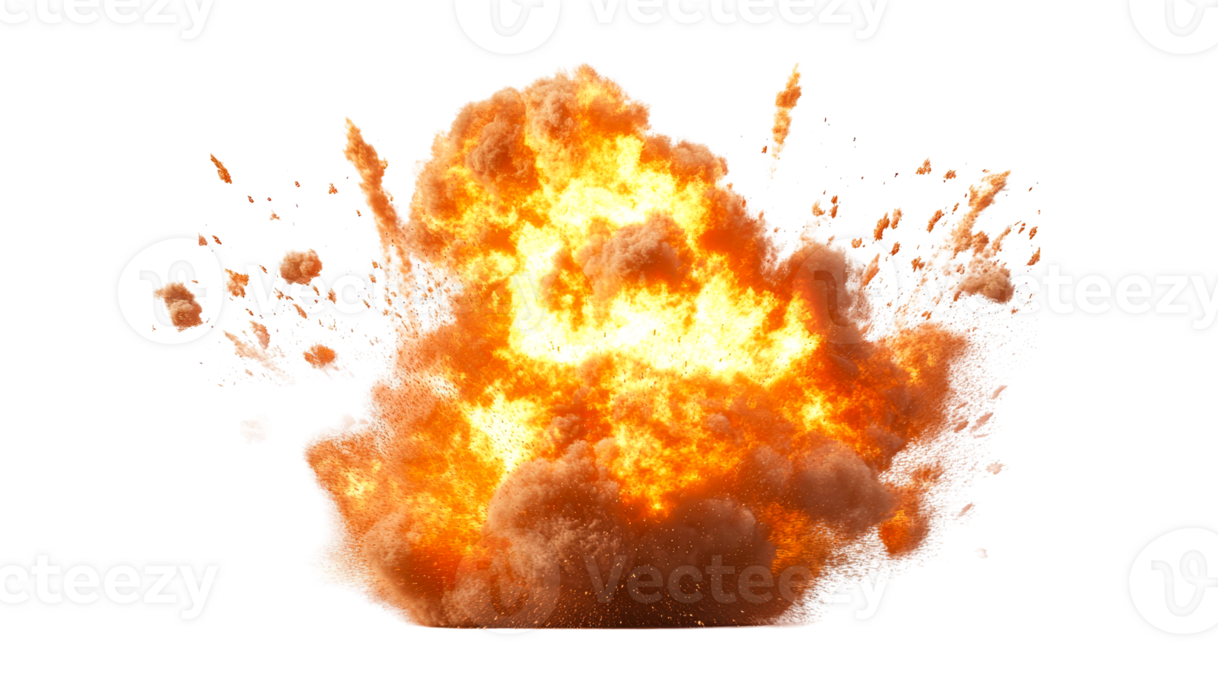 Isolated fiery explosion effect, cut out transparent png