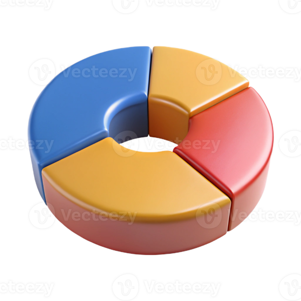 mesmerizing tropical Circular pie chart divided into three segments. Minimal design, flat color, single-weight stroke with Scalable Design. expertly shot png