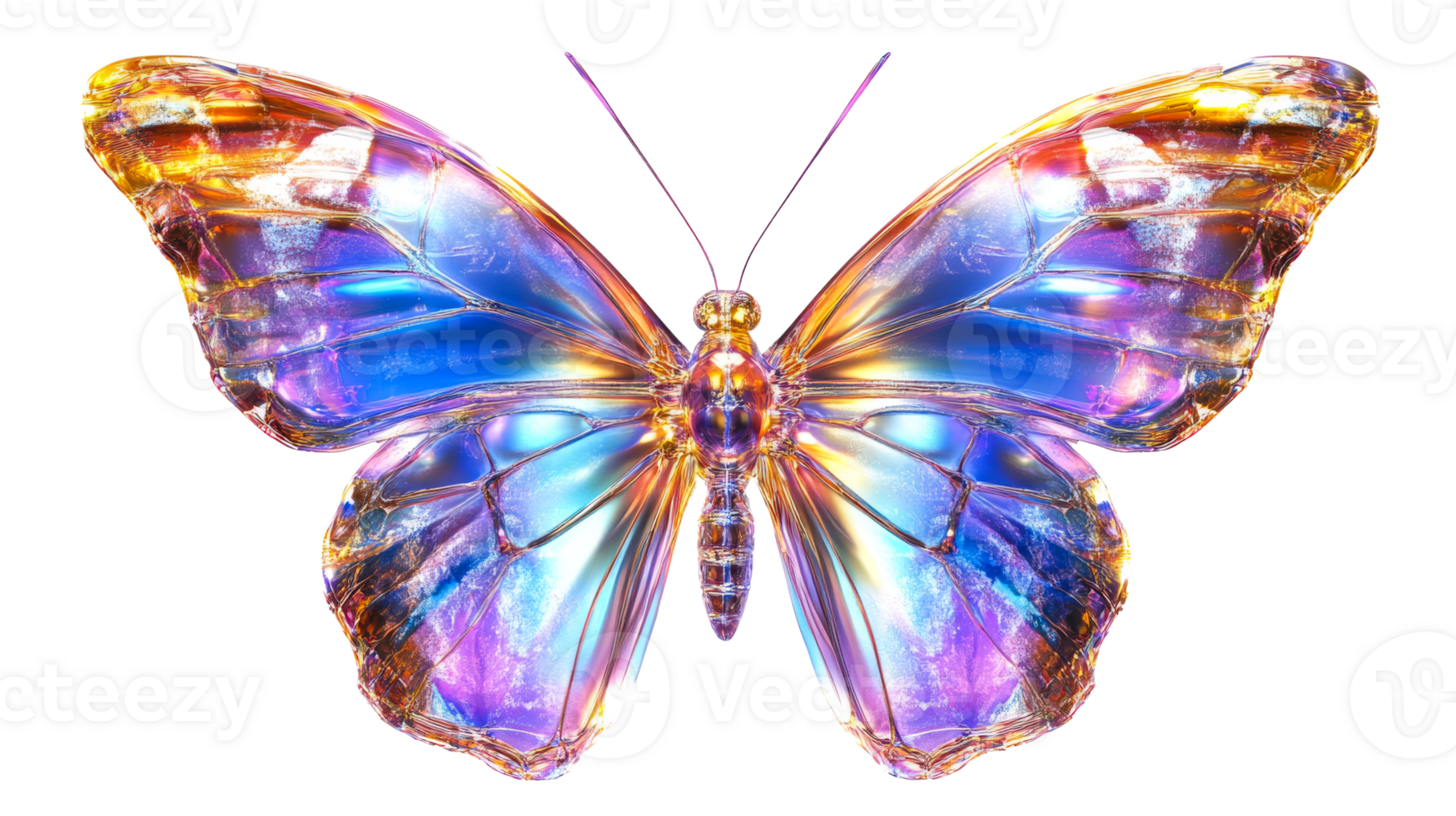Shiny Butterfly, wings with gradient colors, cut out transparent png