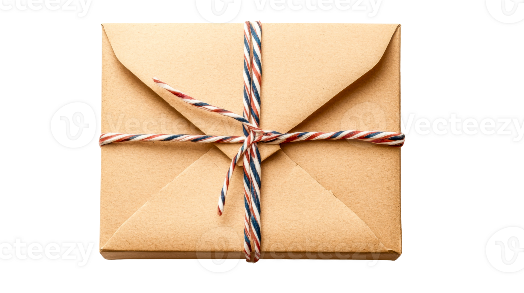 Brown envelope tied with string, cut out transparent png