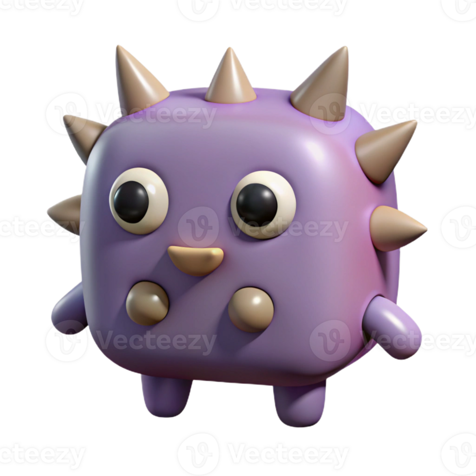remarkable retro A simple monster with a square body and rounded spikes. Single-weight stroke, flat color. with Scalable Design. 8K png