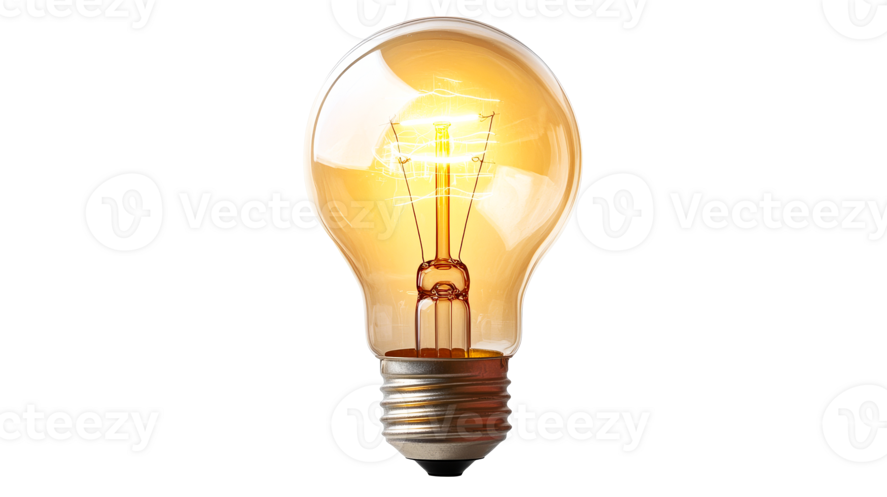 Glowing Filament Bulb on Dark, cut out transparent png