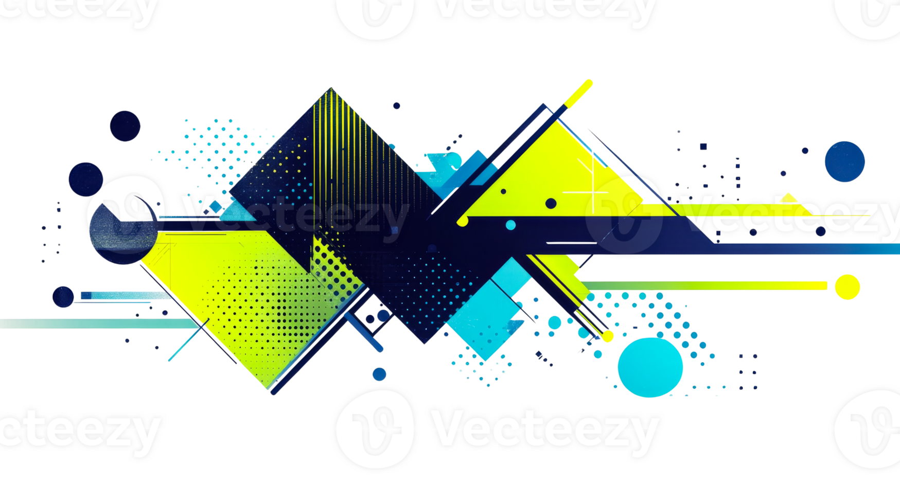 Abstract geometric shapes on black, cut out transparent png