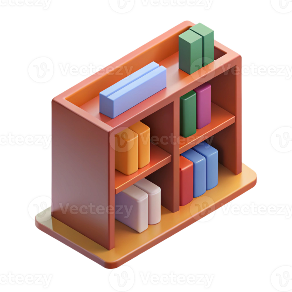 rare artistic Sharp edges isometric bookshelf. Minimal design with Scalable Design. fine detail png