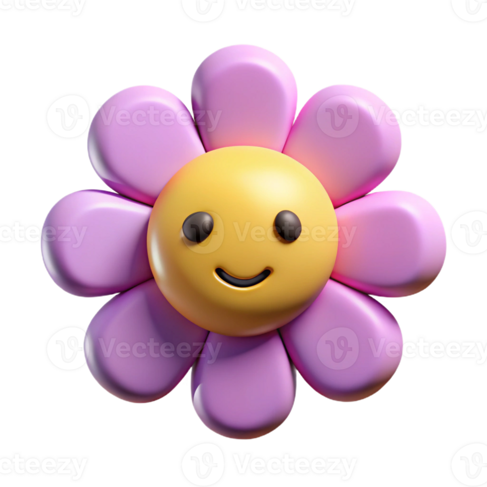 picturesque timeless Smiling flower with five rounded petals. Flat color, symmetrical, with Scalable Design. png