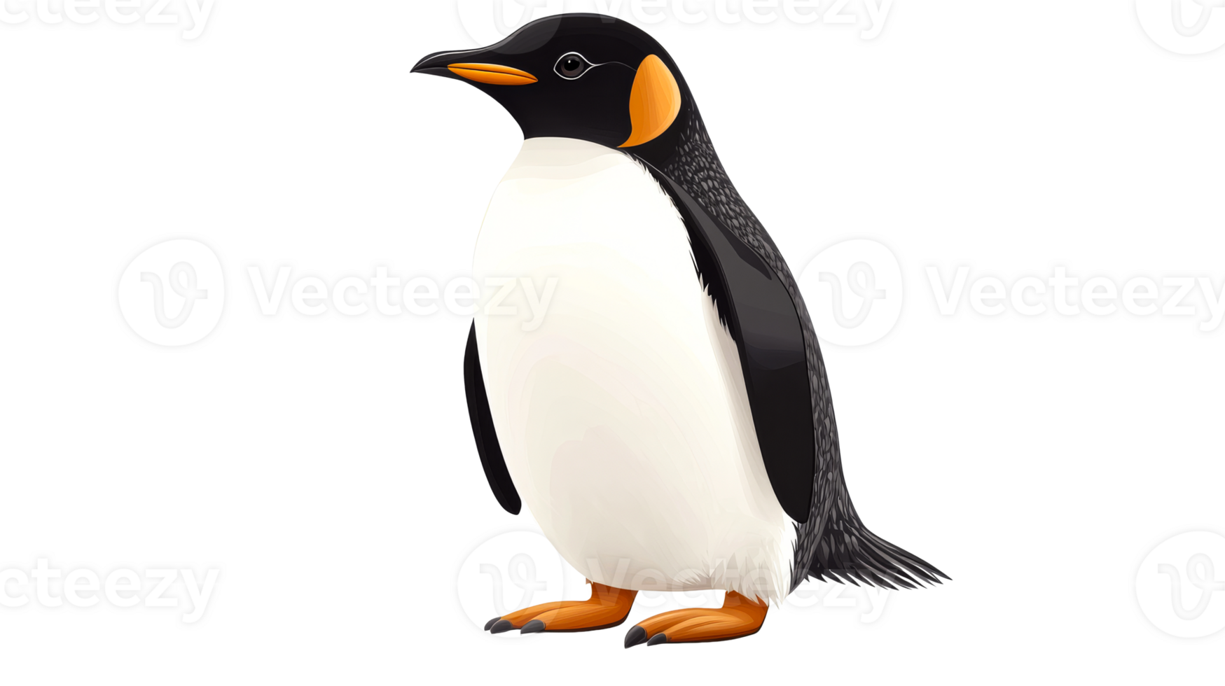 Standing Emperor Penguin on Black, cut out transparent png