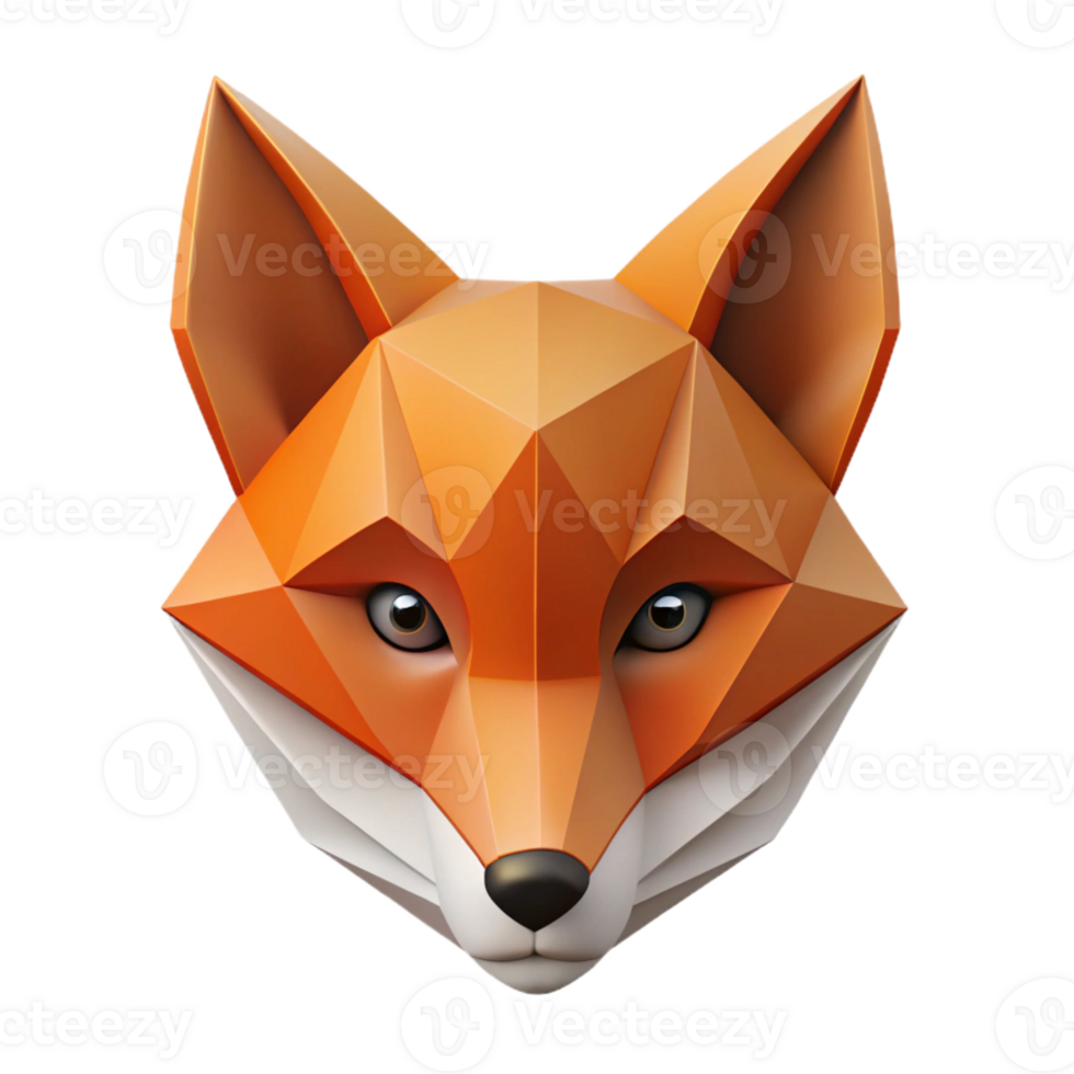 vibrant bold impressionist Minimal geometric fox face. Clean lines, flat color, crisp edges with Scalable Design. luxury png