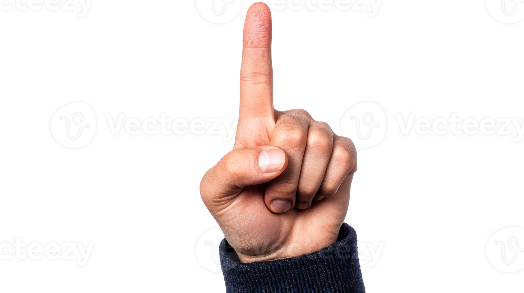 Finger pointing upwards gesture, cut out transparent png