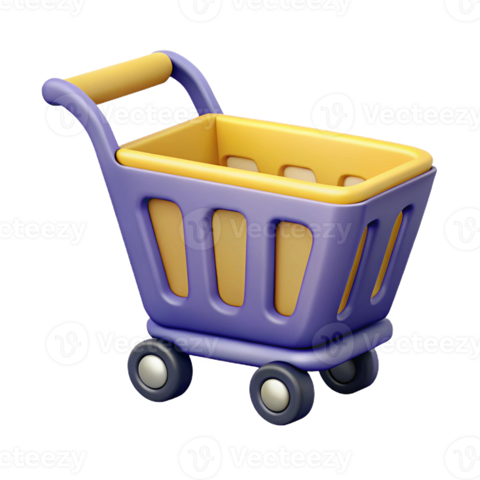 radiant reflective impressionist Shopping cart icon representing e-commerce. Single-weight stroke, flat color, minimal design with Scalable Design. 4K png