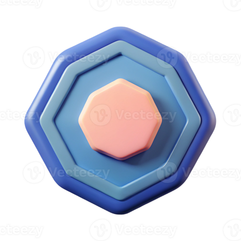 harmonious enchanting Octagonal badge with inner circle. Flat color, single-weight stroke, minimal with Scalable Design. original png