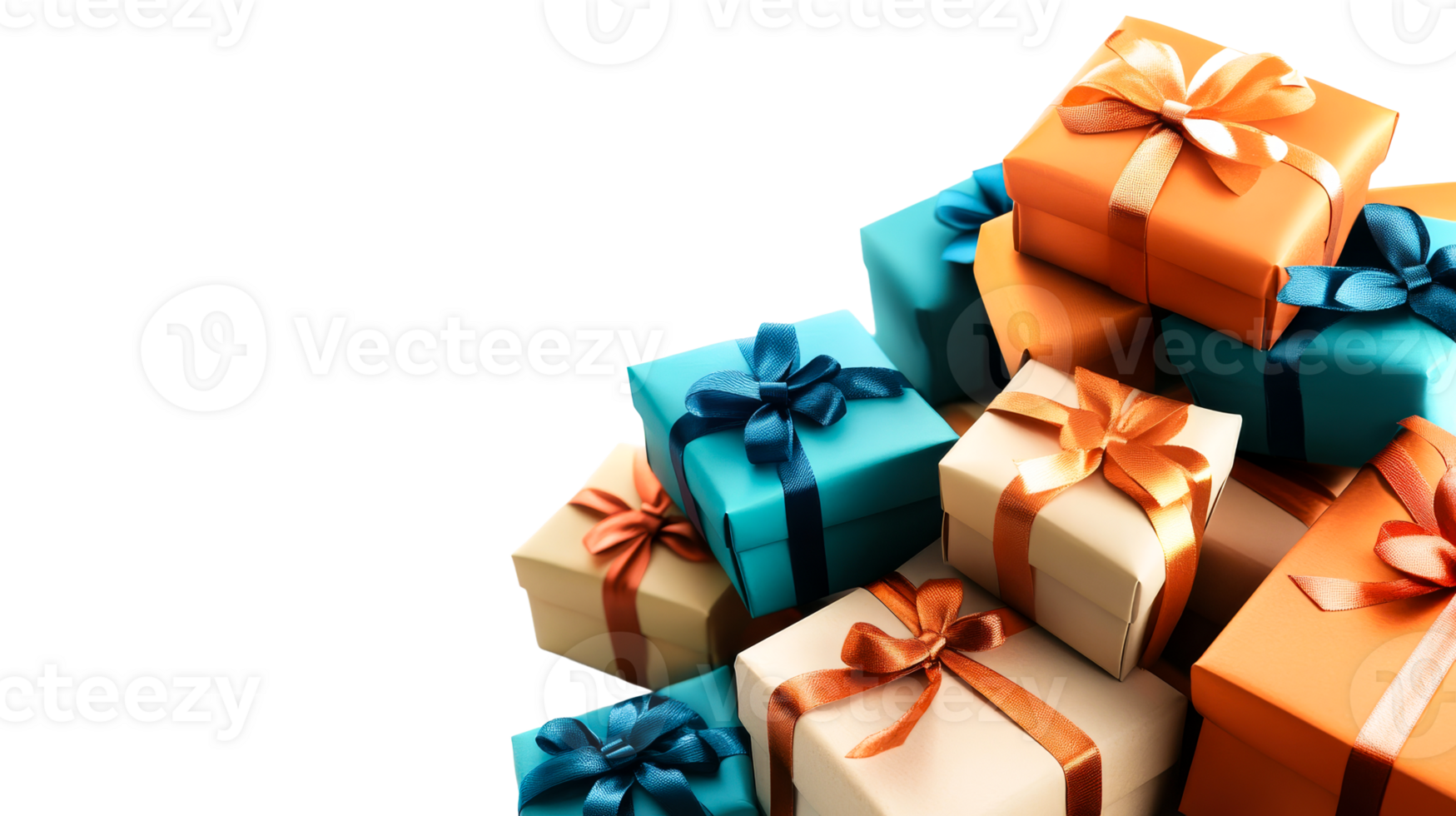 Pile of colorful presents, cut out transparent png