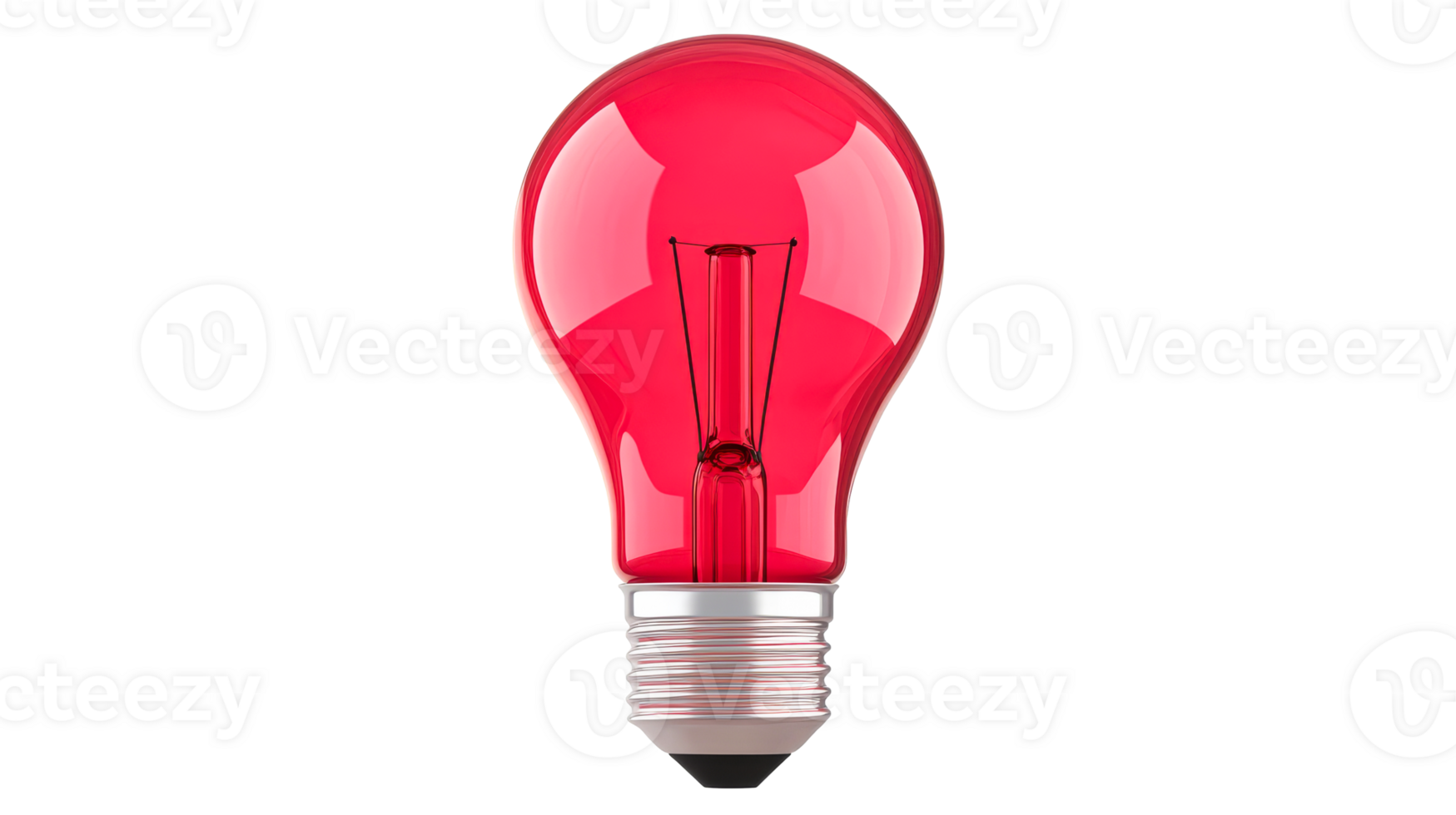 Bright red light bulb with transparent background png
