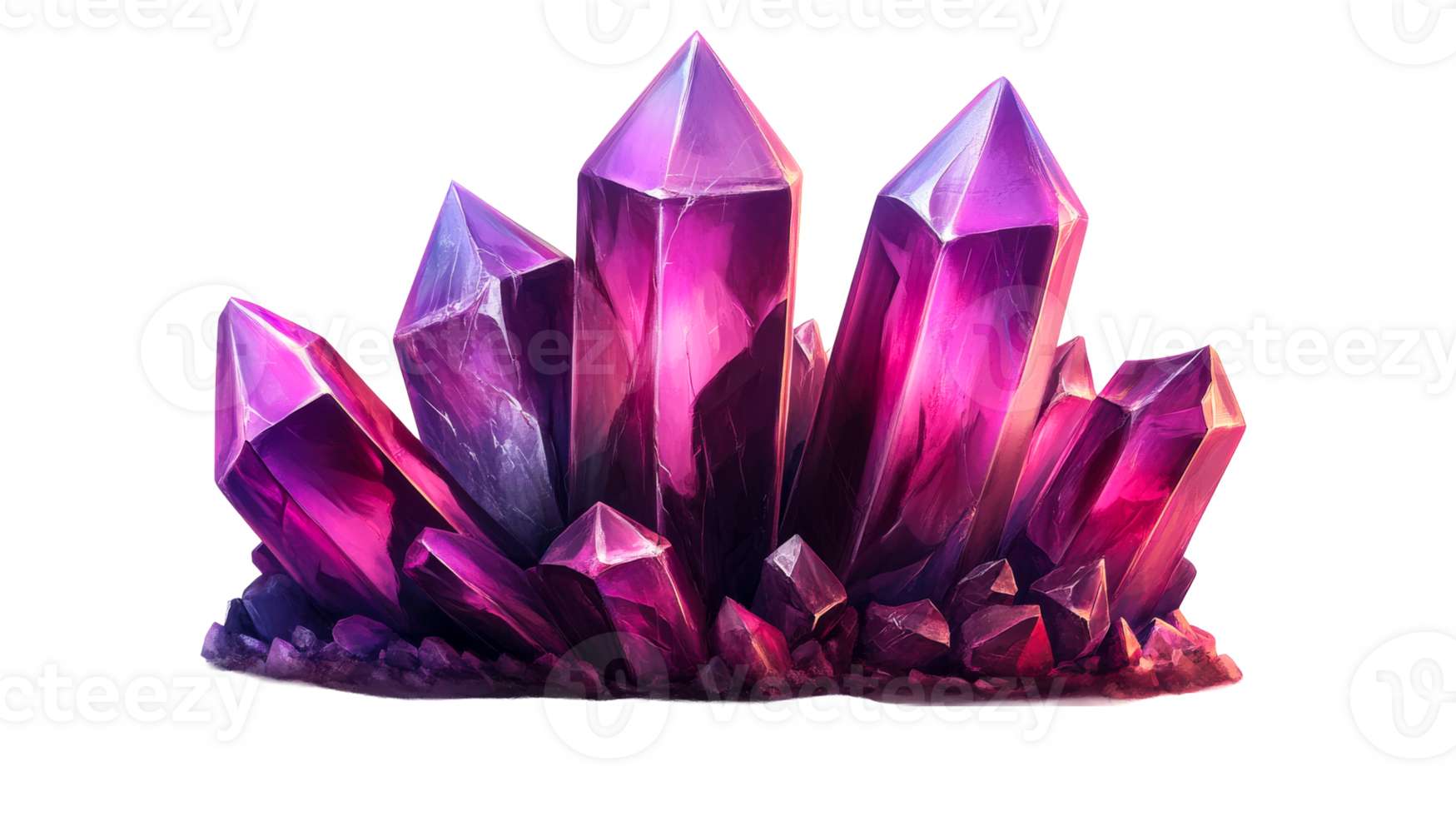 Purple crystal cluster on clear background png