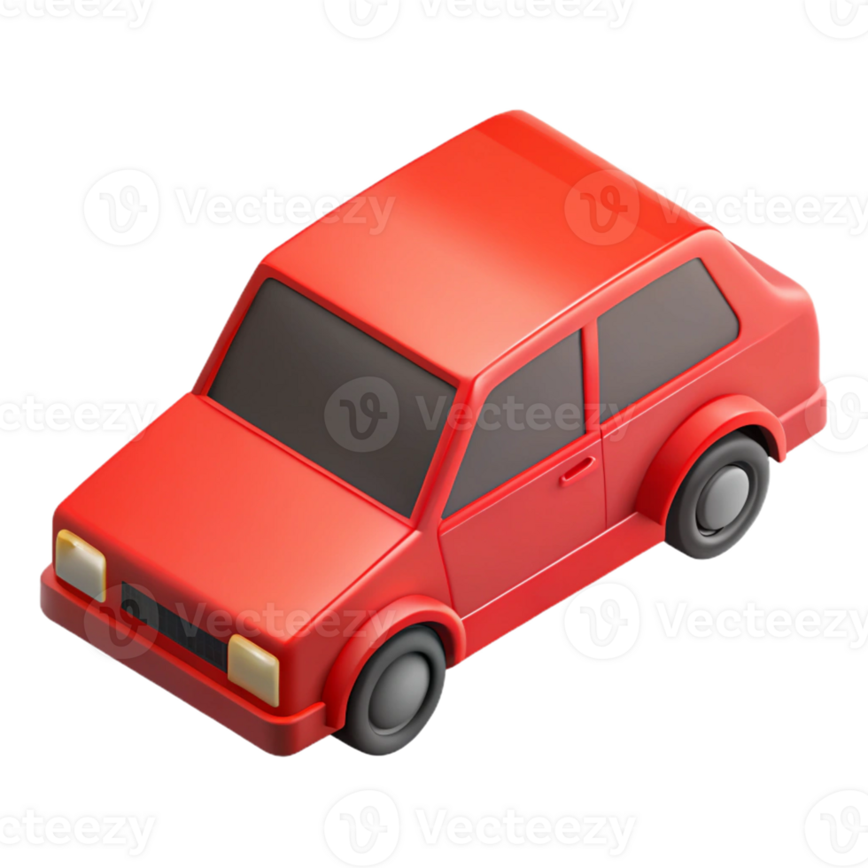 timeless mid-century Isometric car, flat red color, crisp edges, single-weight stroke with Scalable Design. perfect clarity png