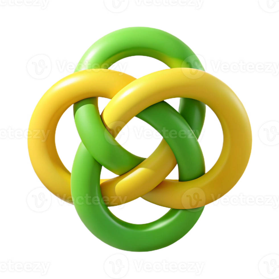 pristine bold rustic Interlocking circles and squares, flat green and yellow with Scalable Design. professional png
