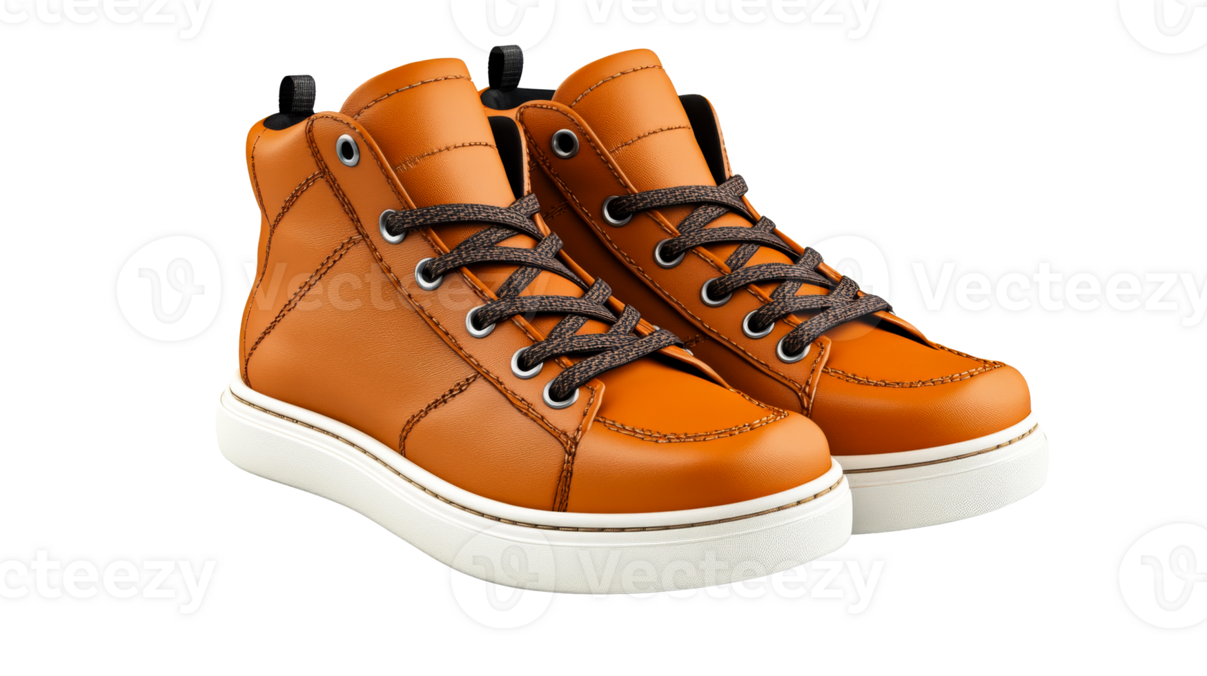 Stylish brown high top shoes with modern design png