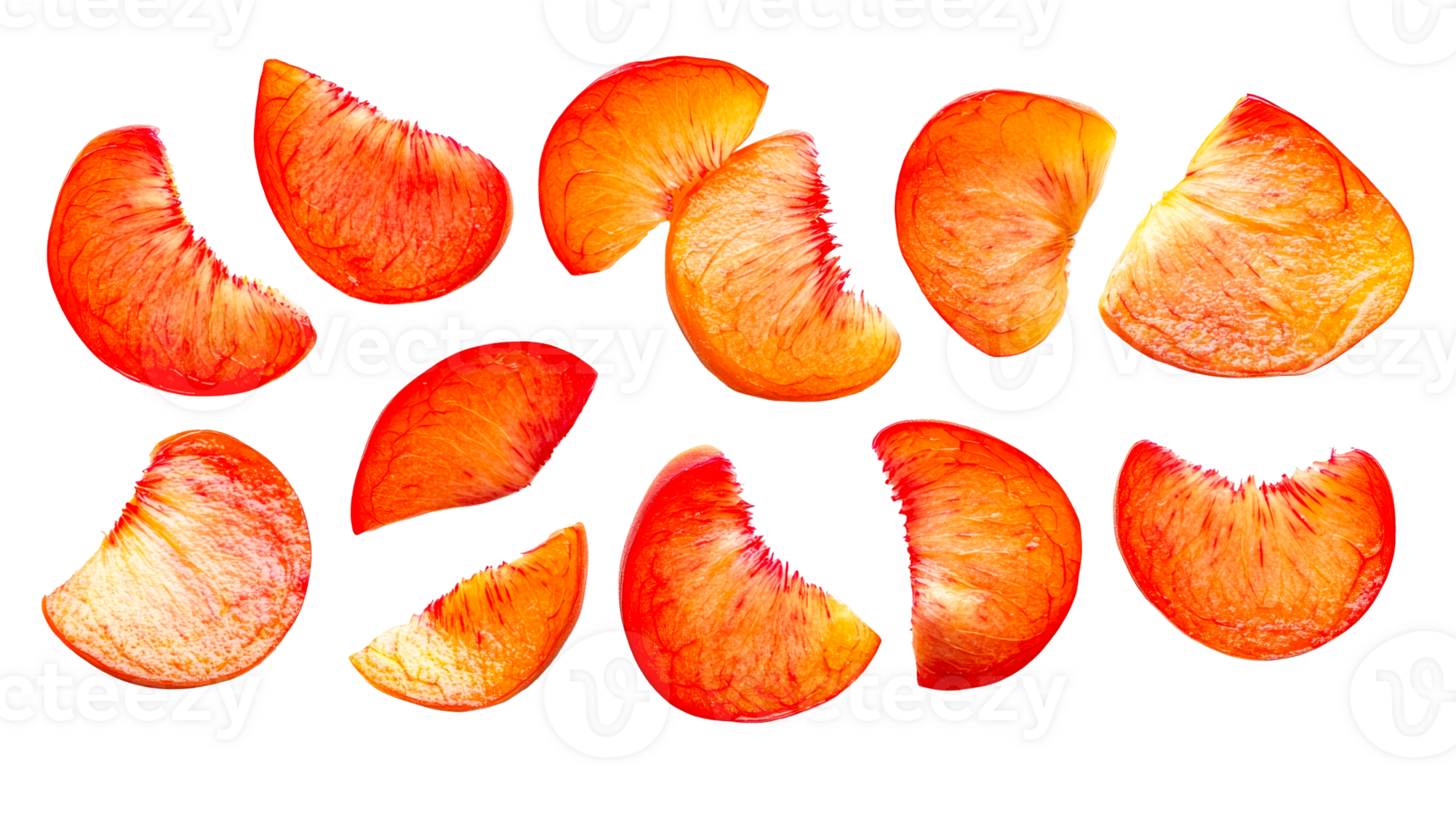 Peach slices on transparent background png