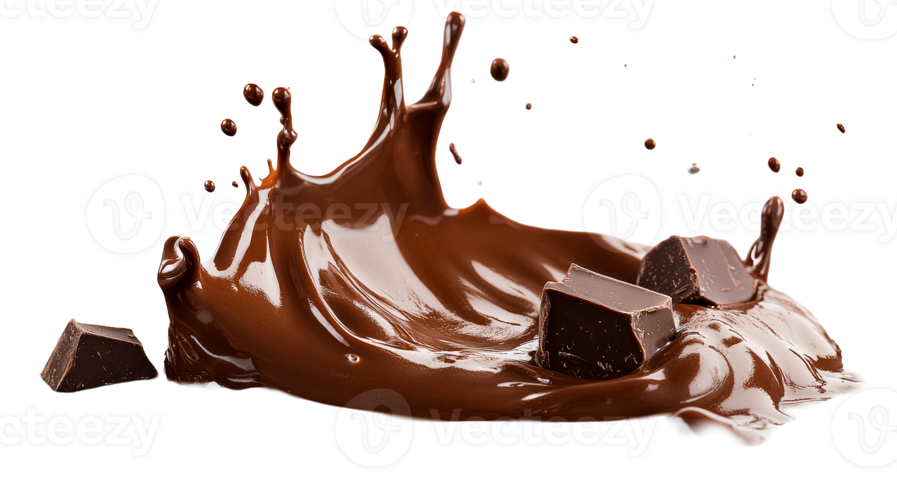 Dark chocolate splashes across a smooth surface png