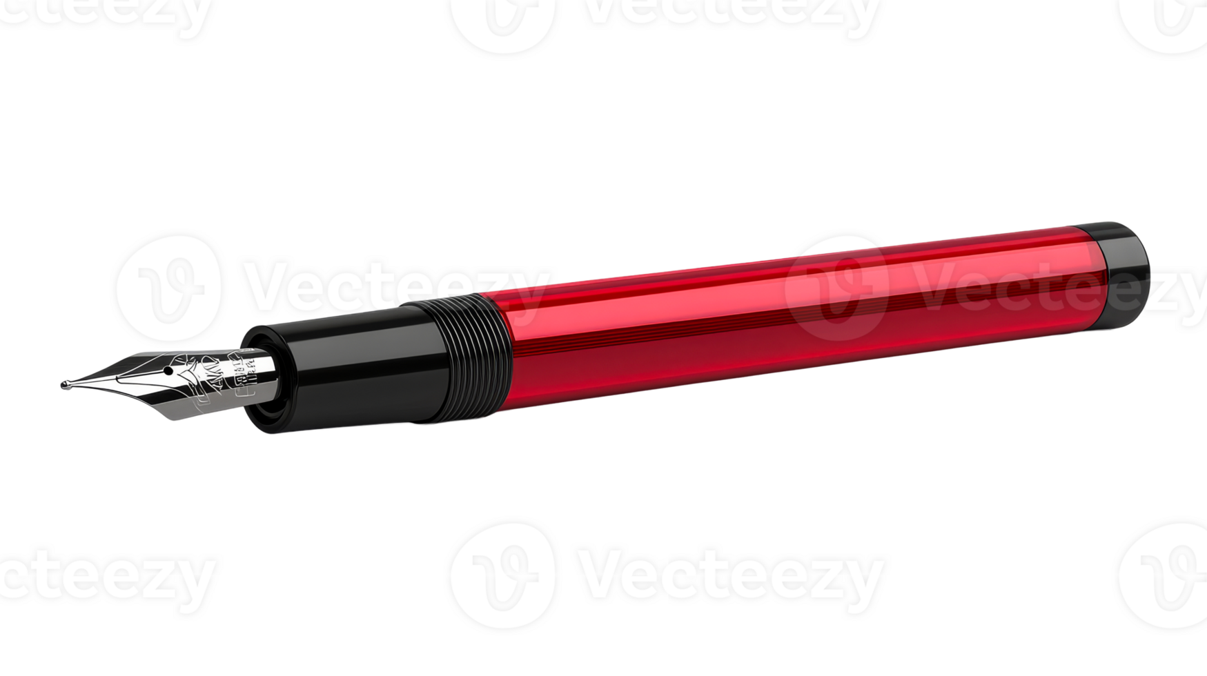 Stylish red fountain pen with sleek design png